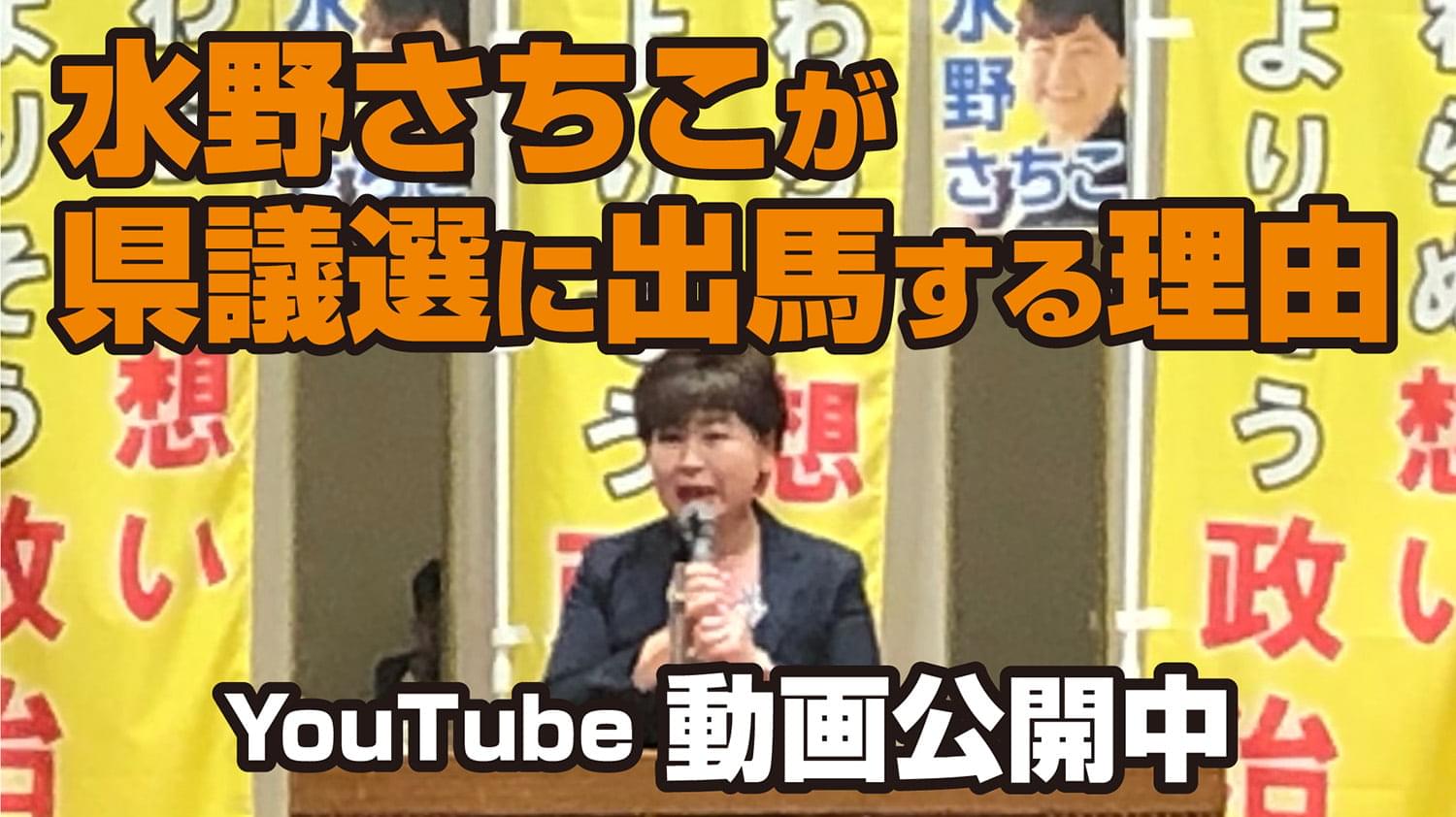 水野さちこが県議選に出馬する理由 YouTubeにて動画公開中
